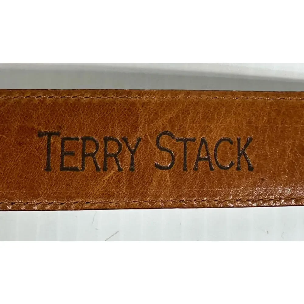 Terry Stack Snakeskin Embossed Italian Leather Butterfly Tiger Eye Buckle Large‎